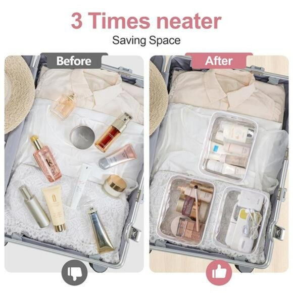TSA Approved Clear Toiletry Bag Set Travel Makeup Cosmetic Pouch Carry On - Picture 6 of 7